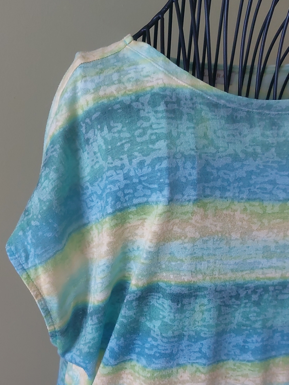LAURA, Everyday Striped Blue, Green & Yellow Women's Tunic - Picture 1 of 13